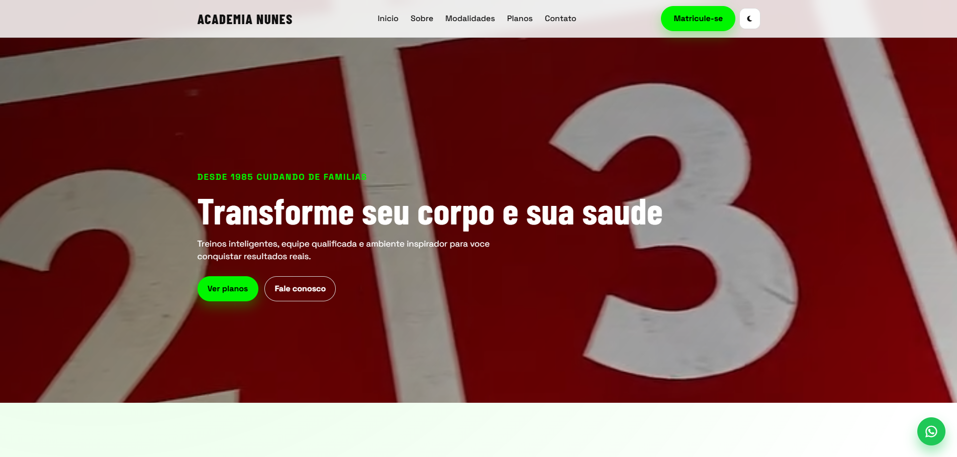 Screenshot do Academia Nunes